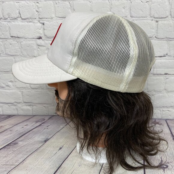 Vintage Texaco Trucker Hat Mesh Cap Snapback White Patch Oilfield - CRACKED BILL - Picture 2 of 12